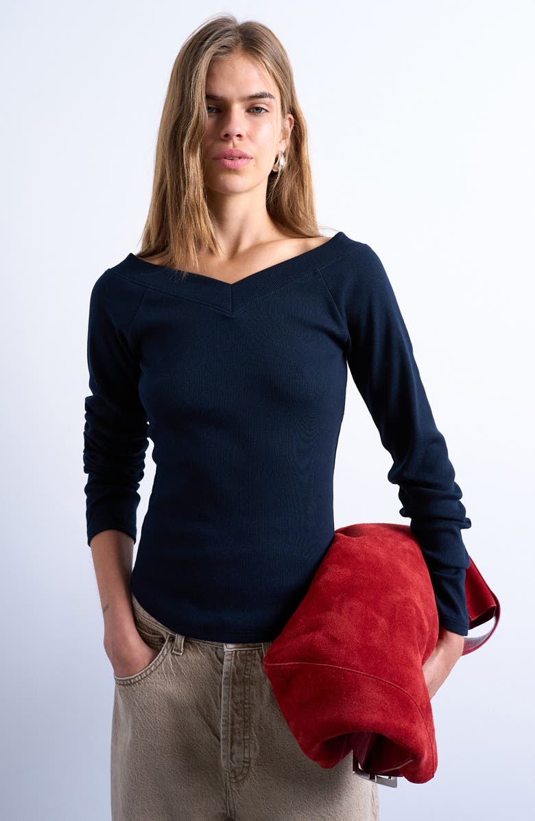 Raglan Sleeve Rib Top