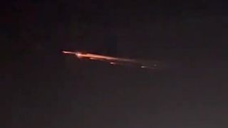 A piece of Chinese satellite space junk breaks apart in the night sky as a fireball in this video still image captured by Luke Matheson in Rison, Arkansas on Dec. 21, 2024.