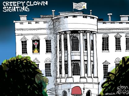 Political cartoon U.S. Barack Obama creepy clowns