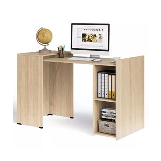 Wooden extendable desk with computer
