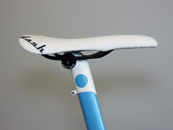 A rare Dash saddle tops the custom seatmast head on this Rob English bike.