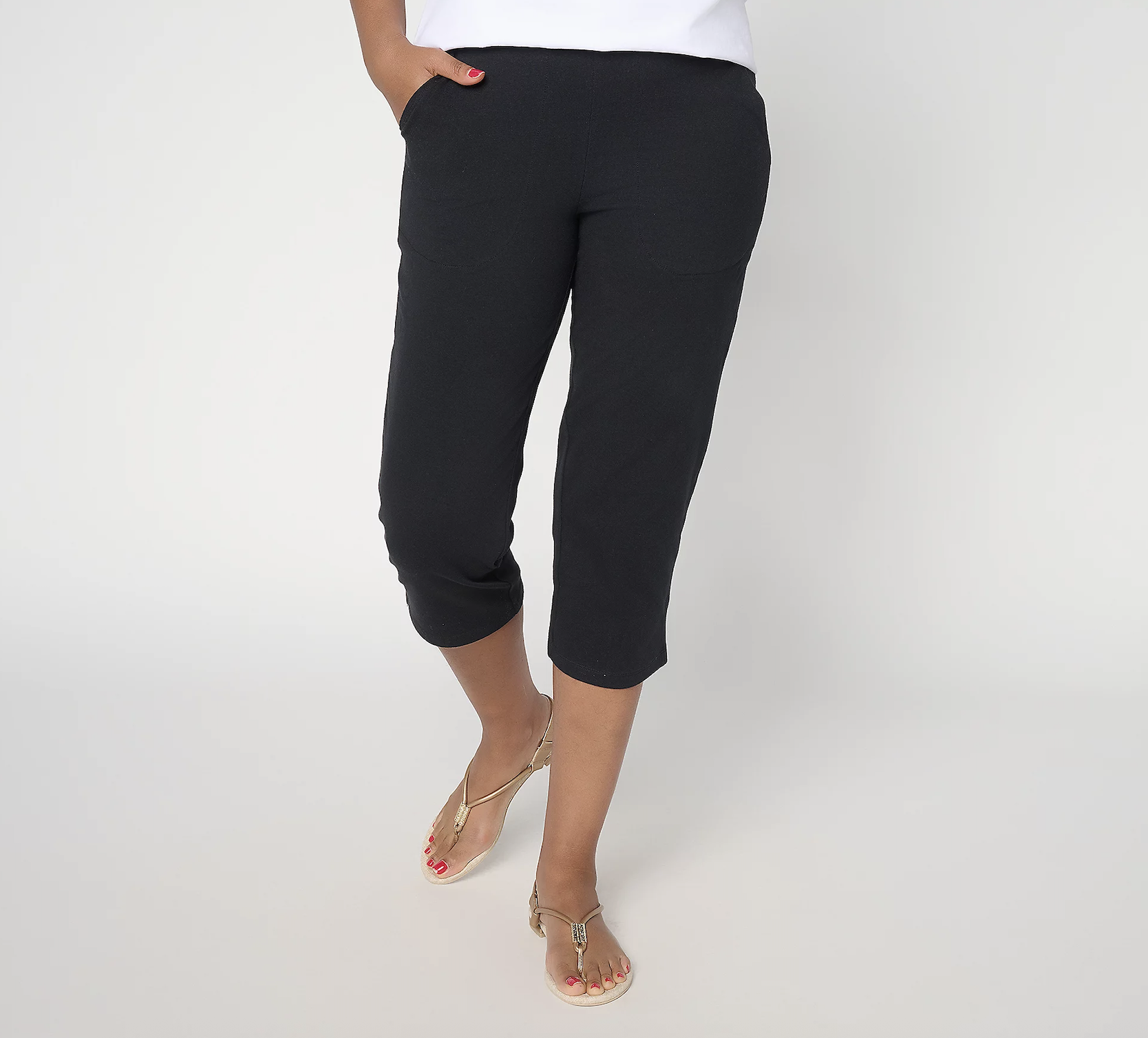 QVC, Denim &amp;amp; Co. Regular Duo Stretch Capri Pants with Pockets (was $49)