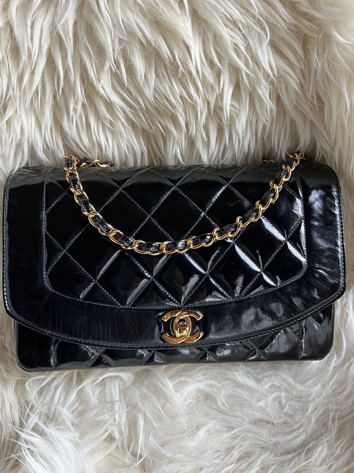 &amp;#128175; Auth Chanel Black Quilted Patent Vintage Medium Single Flap 24k Ghw