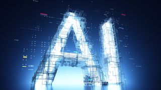 The AI letters in a futuristic, giant font. 