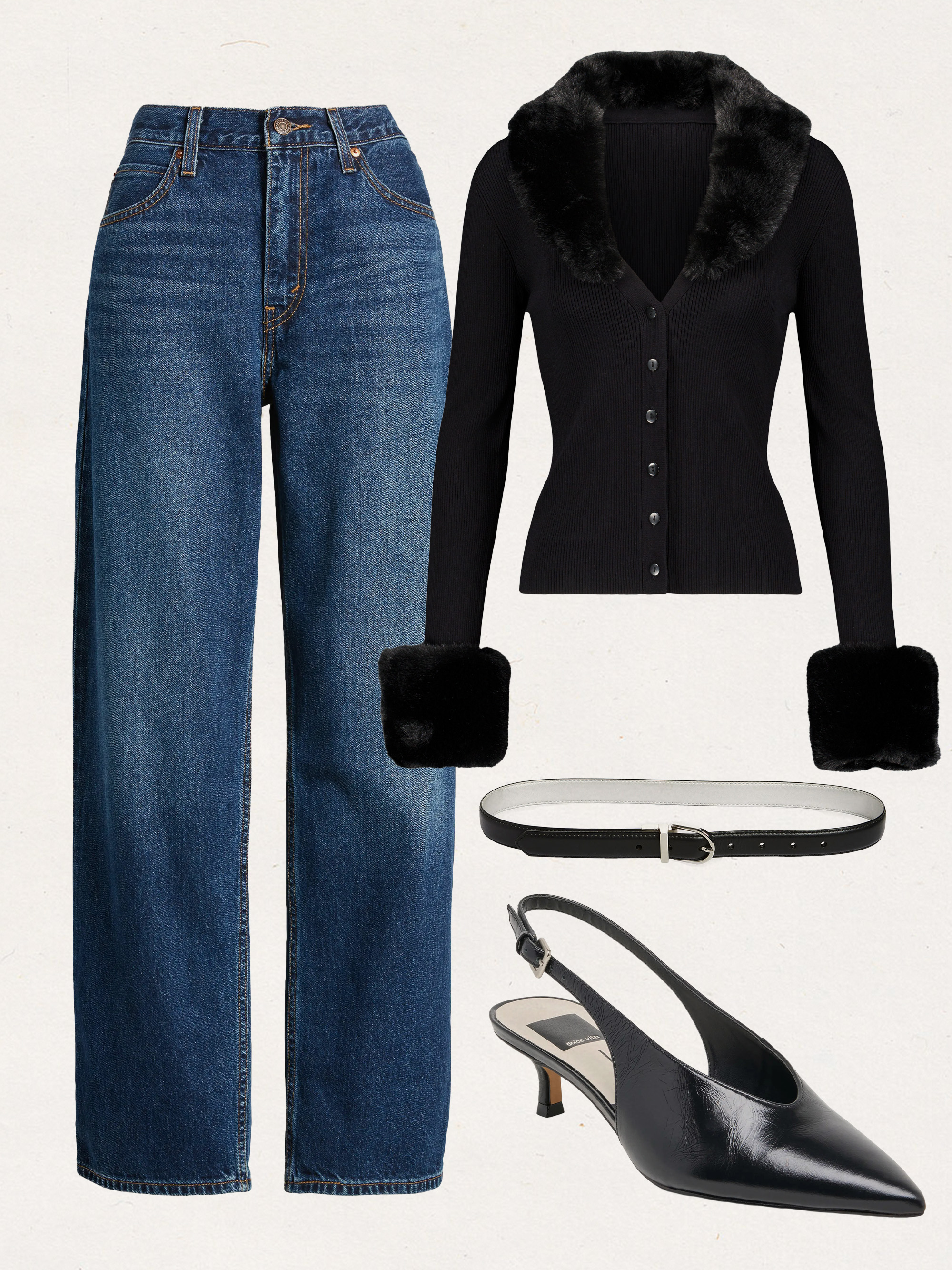 Black cardigan and jeans outfit