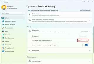 Turn battery saver on automatically