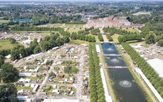 drone shot of Hampton Court Palace Garden Festival 2019