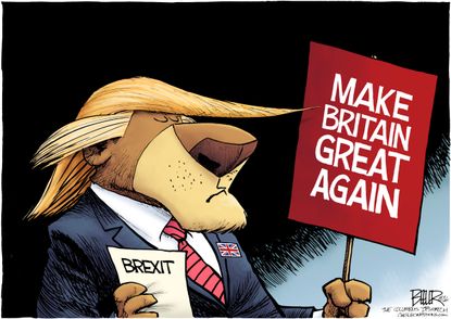 Political cartoon World Donald Trump and Brexit