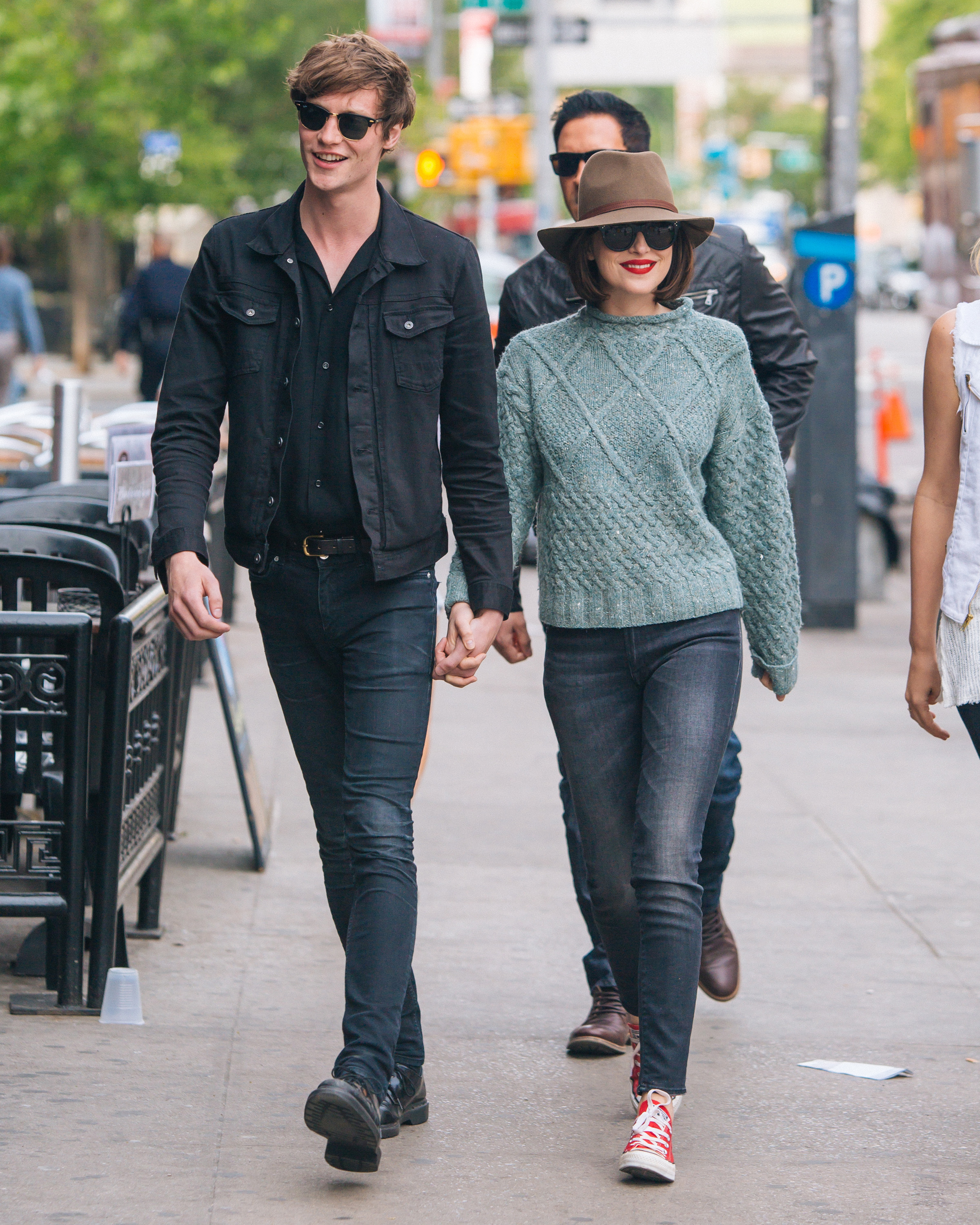 Dakota Johnson is seen taking break from filming of 'How To Be Single' to join Matthew Hitt for lunch on May 20, 2015 in New York City. (Photo by Alessio Botticelli/GC Images)