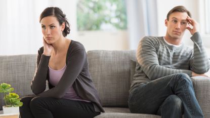 Woman and man not speaking after argument