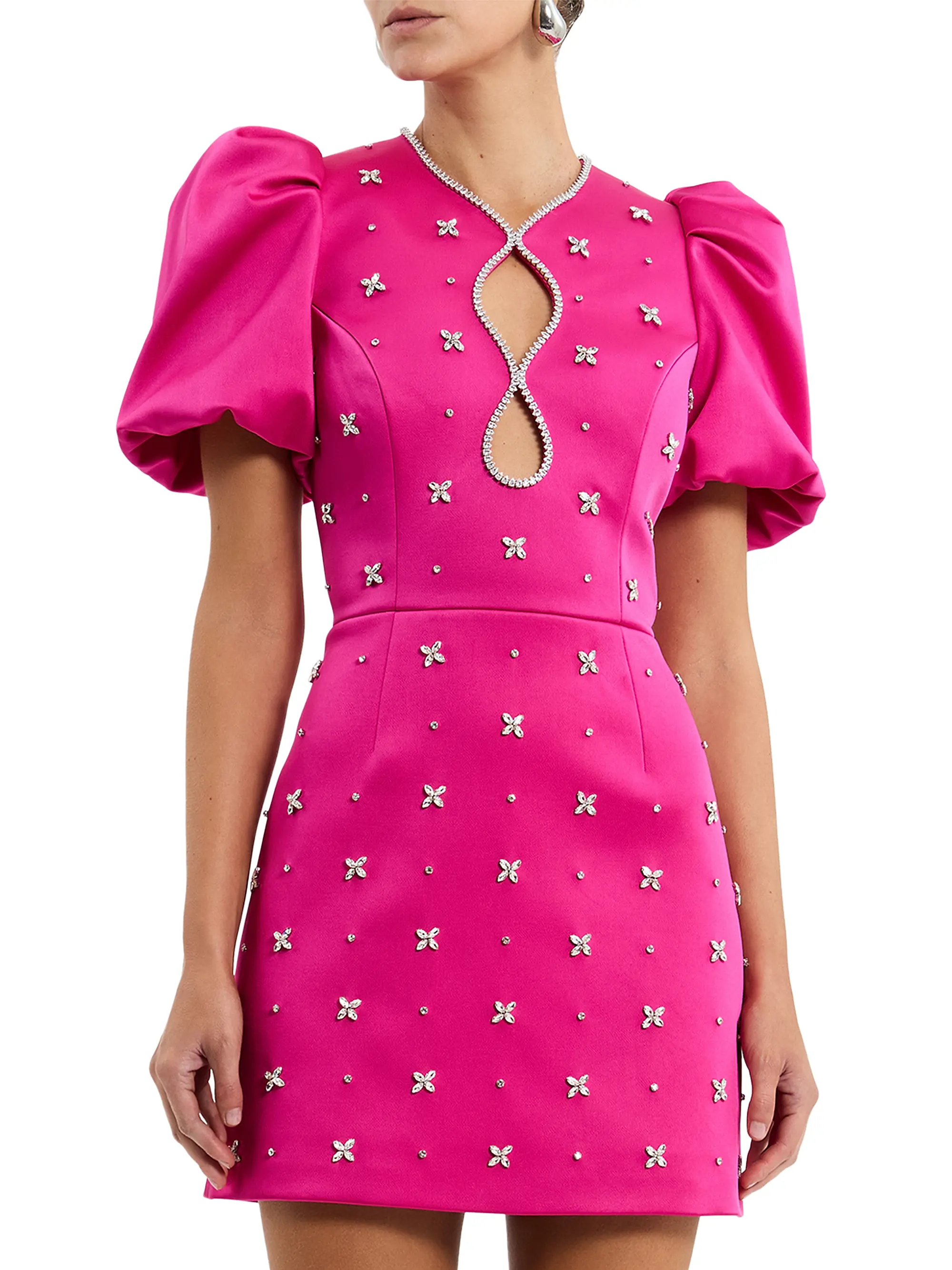 Saskia Embellished Balloon-Sleeve Minidress