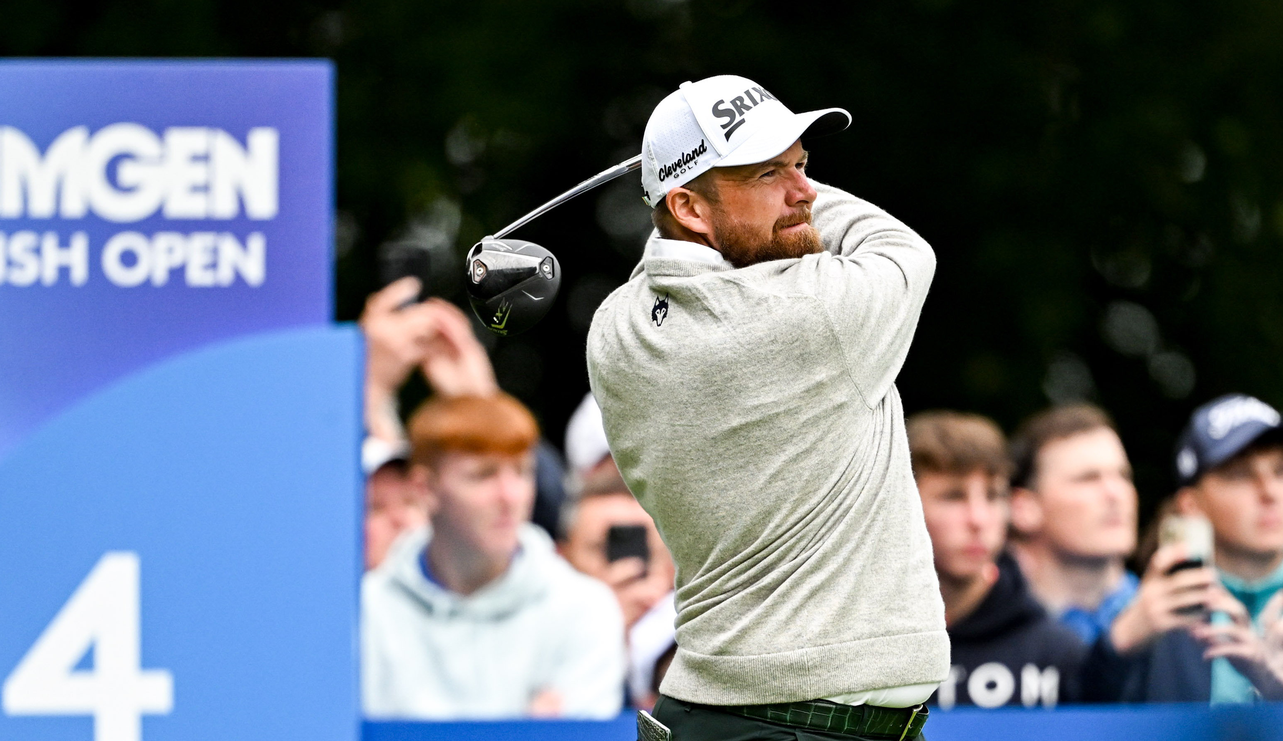 Shane Lowry hits a driver and watches it flight