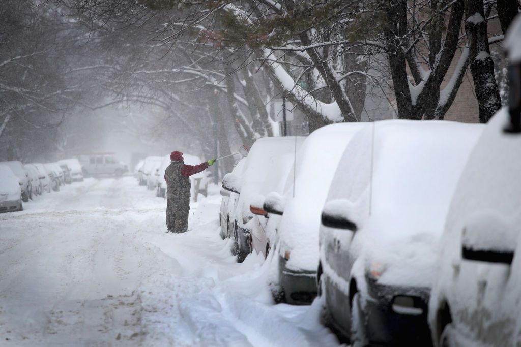 Chicago residents dig out after more than 7 inches of snow fell on the city on February 9, 2018 in Chicago, Illinois.