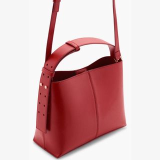 Red handbag with long strap from Mango