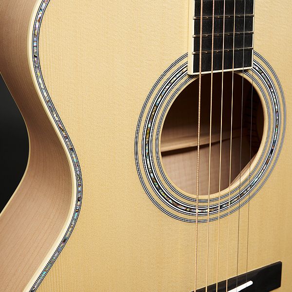 Various closeups of the Reverb Select Martin Custom GP Blonde
