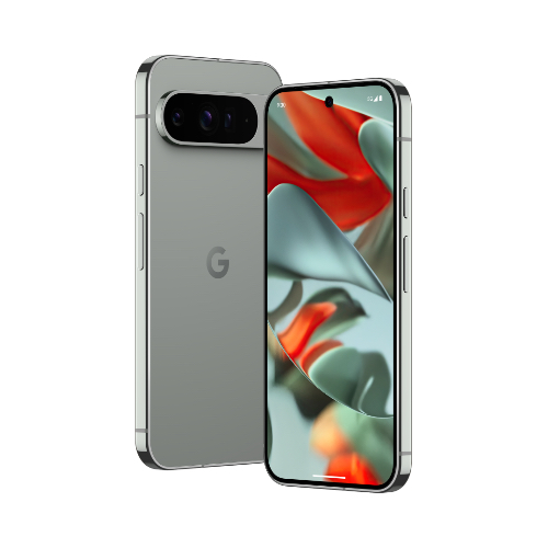 Representación oficial del Google Pixel 9 Pro XL - Hazel - anverso y reverso