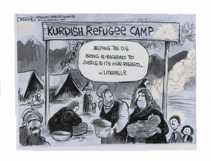 Political Cartoon U.S. Kurdish Refugee Camp