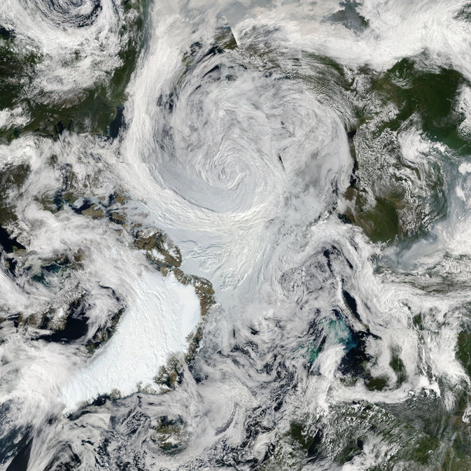 Mosaic of satellite images of an Arctic storm