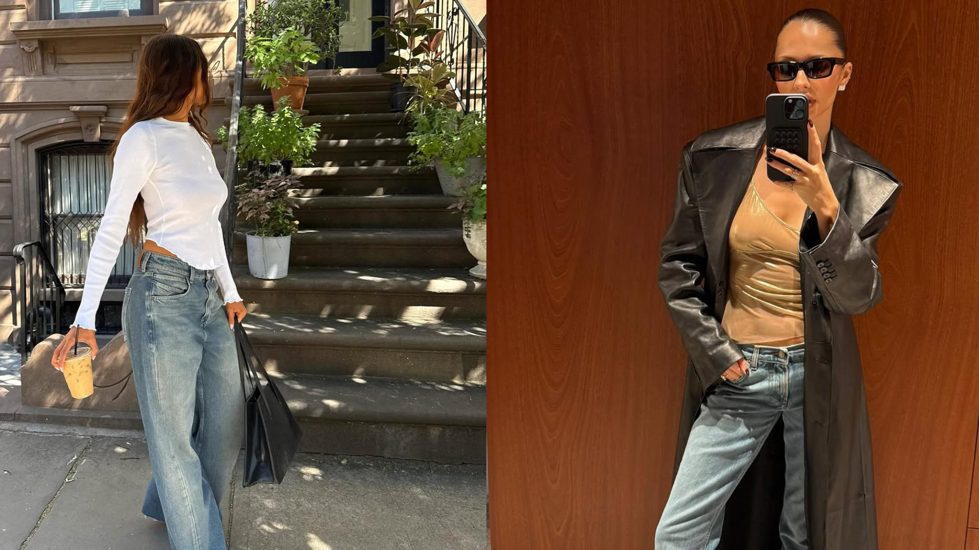woman wearing fall denim trend 2025