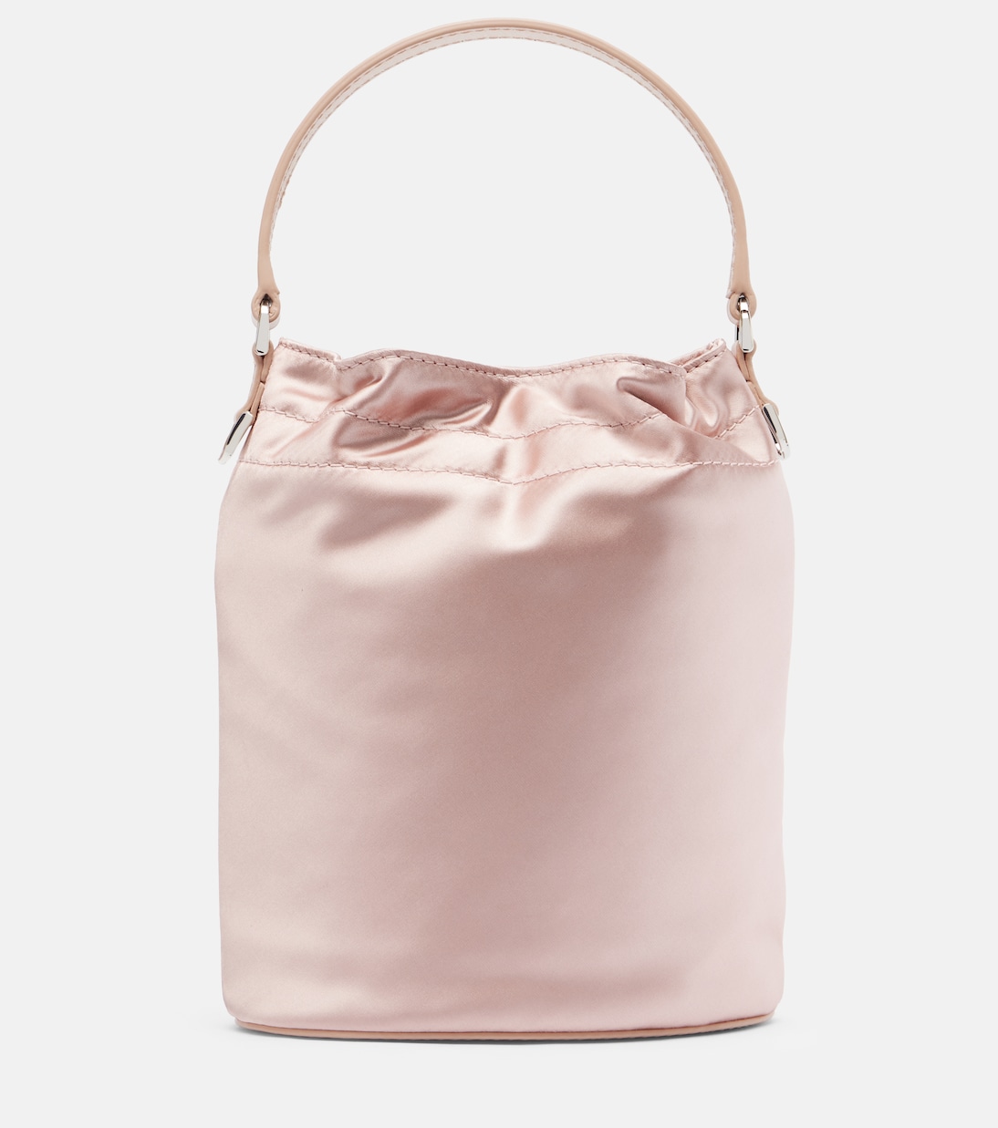 Lila Leather-Trimmed Satin Bucket Bag