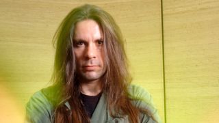 Bruce Dickinson starting at the camera in 1994