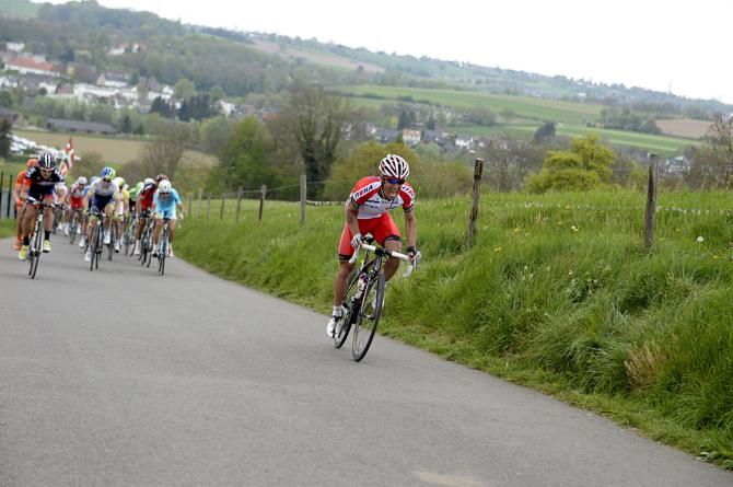 An attack by Katusha's Alexander Kolobnev