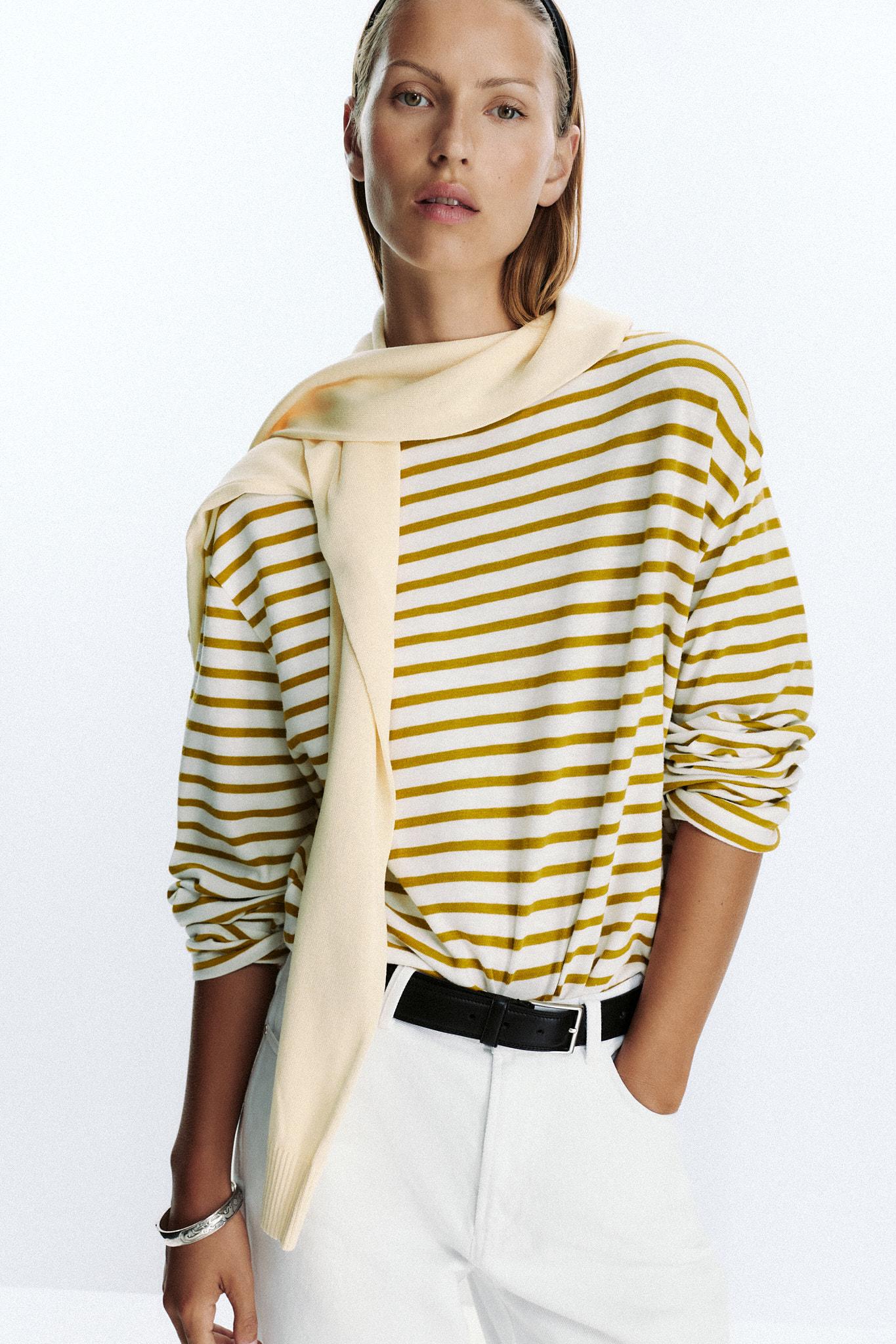 Slub Striped Cotton T-Shirt