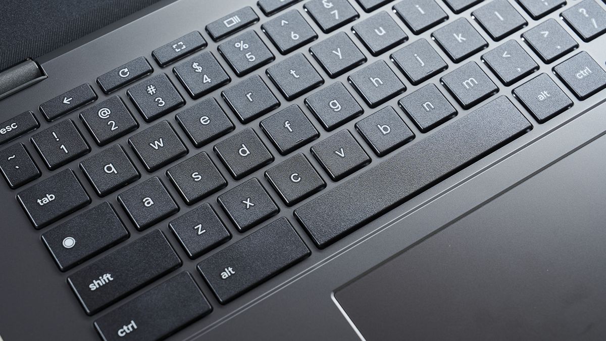 Close-up of keyboard on Asus Chromebook CM14