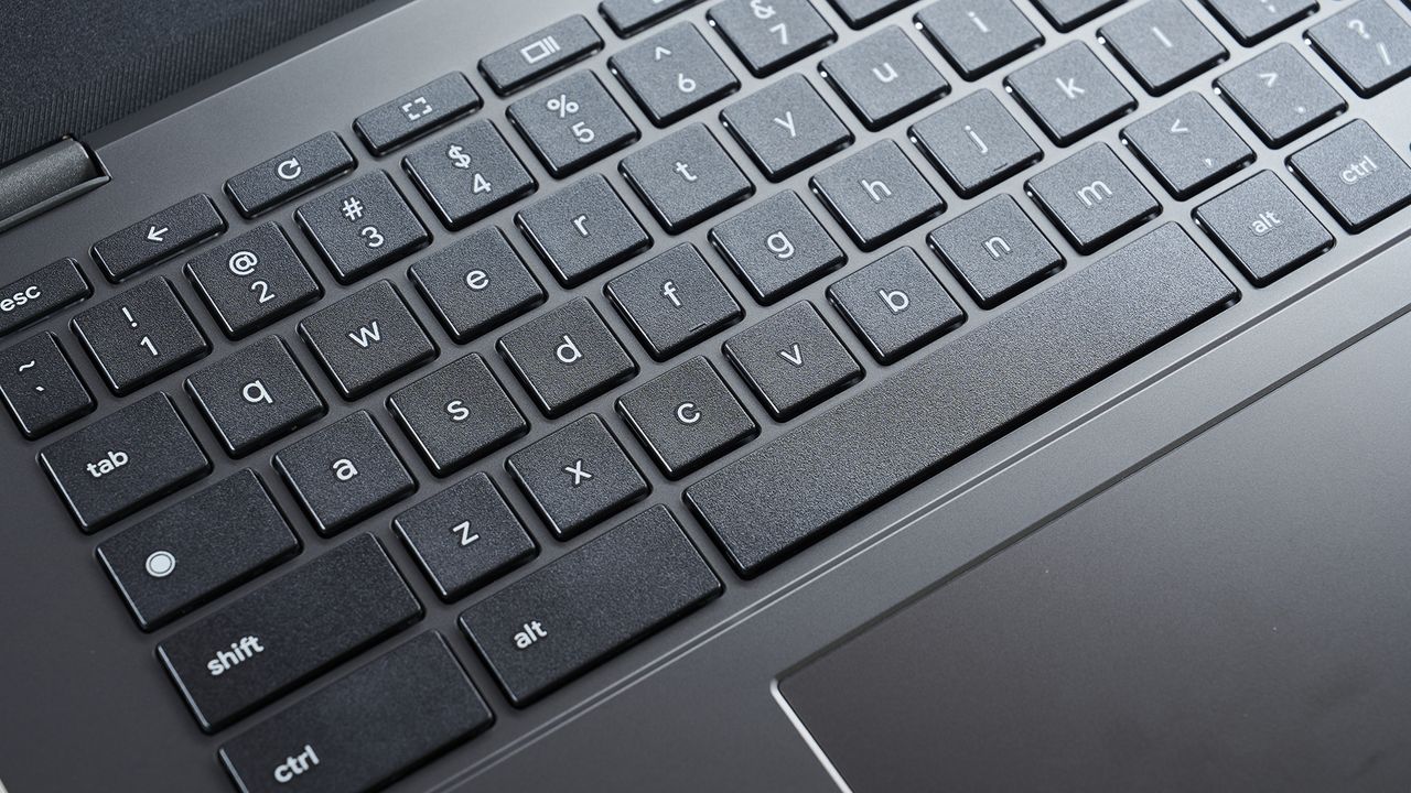 Close-up of keyboard on Asus Chromebook CM14