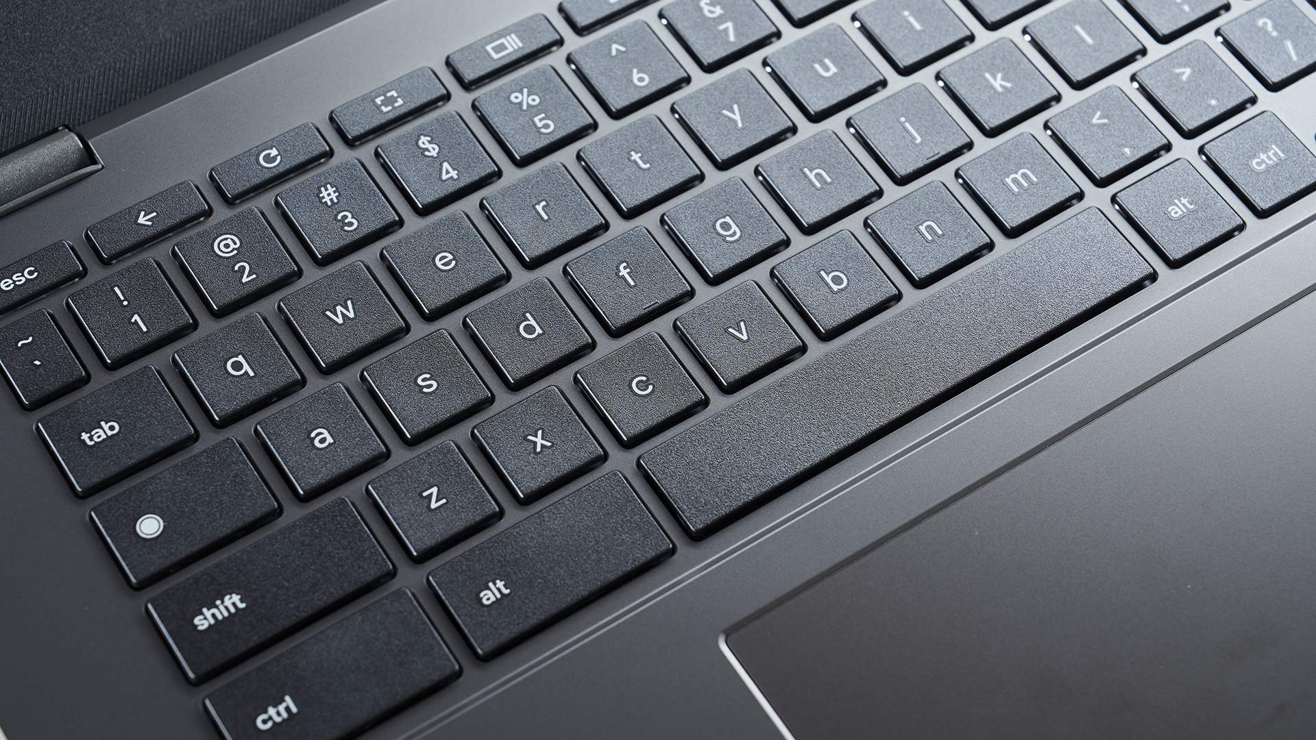 Close-up of keyboard on Asus Chromebook CM14