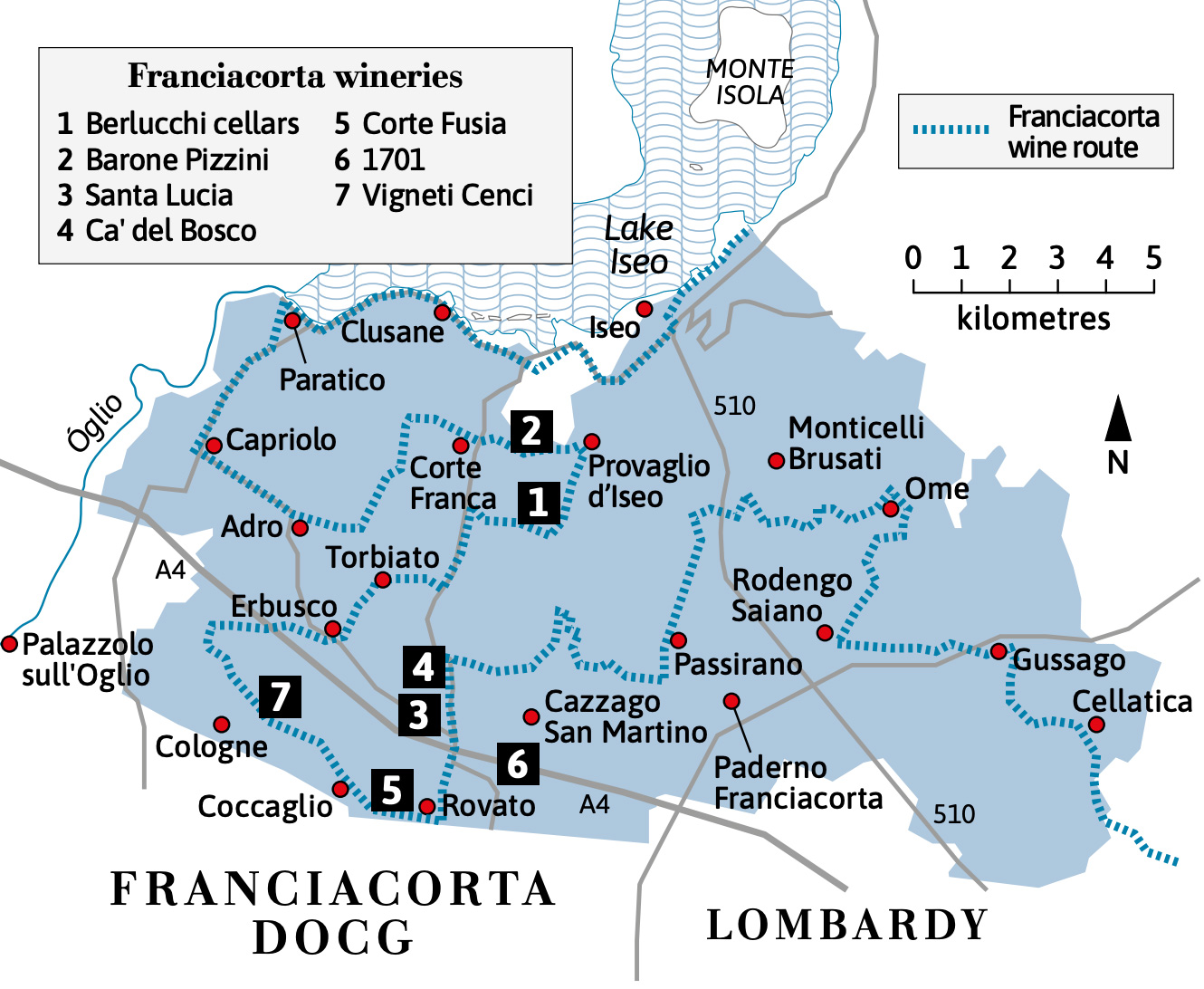 Franciacorta wineries map