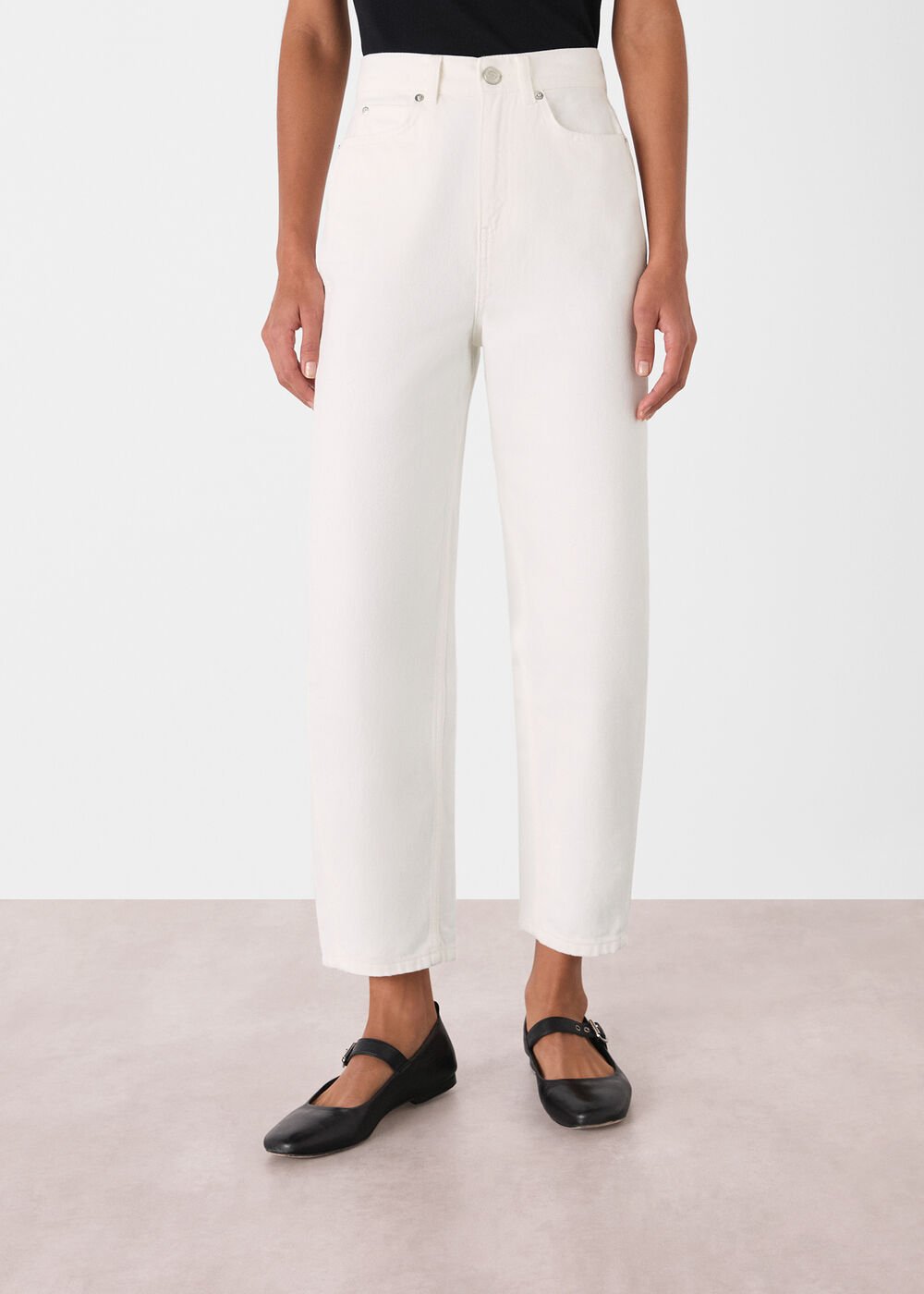 White Authentic Barrel Leg Jean