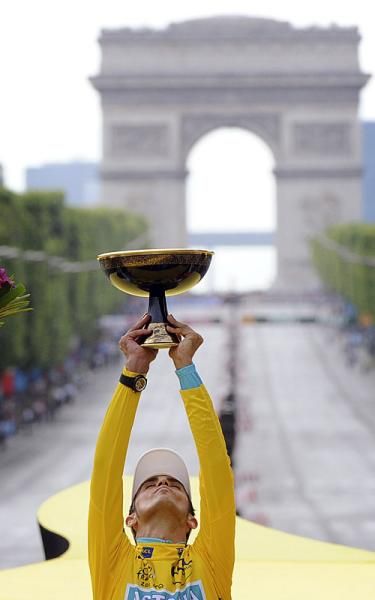 Tour champion Alberto Contador relishes his victory.