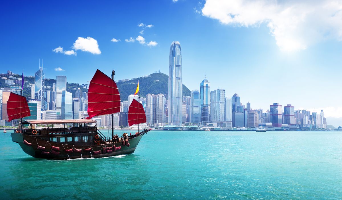 A boat in the Hong Kong harbour