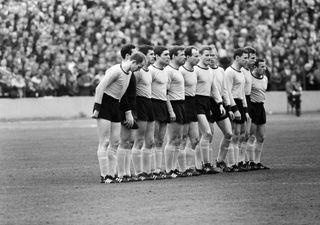 Borussia Dortmund players line up for a match in the 1965/66 season.