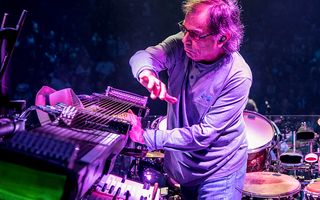 The legendary Grateful Dead drummer Mickey Hart performs on the percussive instrument "the Beam."