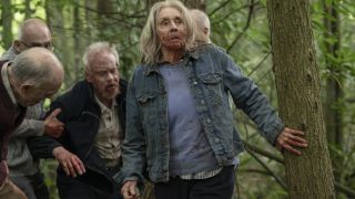 A bloodied Cecily (Sue Johnston) heads up a group of flesh-eating pensioners through the woods in Channel 4&#039;s horror satire Generation Z