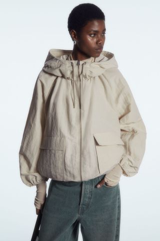 Technical Linen Blend Hooded Jacket