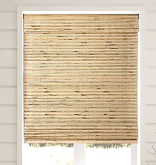 bamboo blind against a modern window
