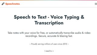 Website screenshot for Speechnotes