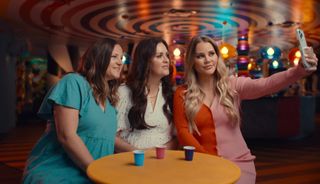 (L to R) Kalin, Ashley and Jayme in Trainwreck: Poop Cruise on Netflix