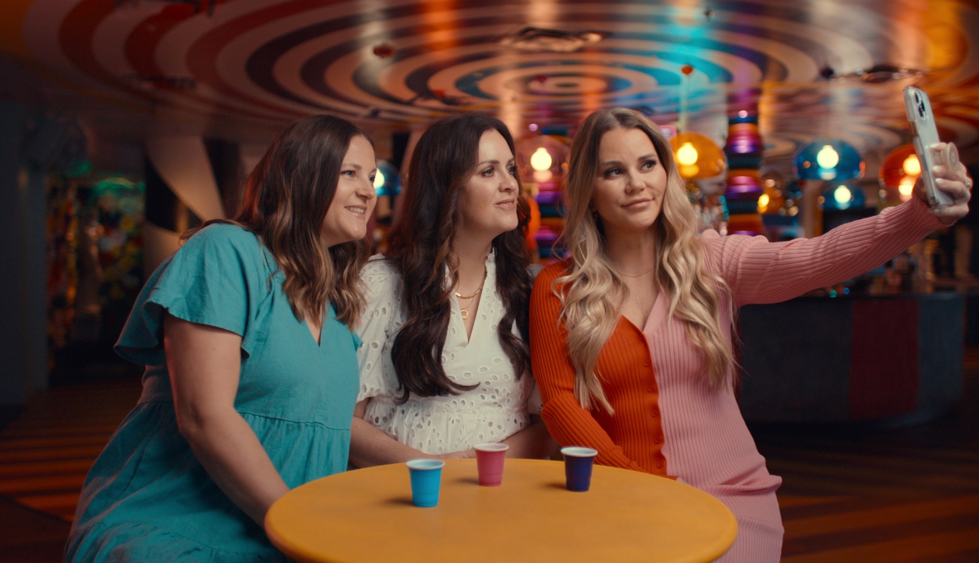 (L to R) Kalin, Ashley and Jayme in Trainwreck: Poop Cruise on Netflix