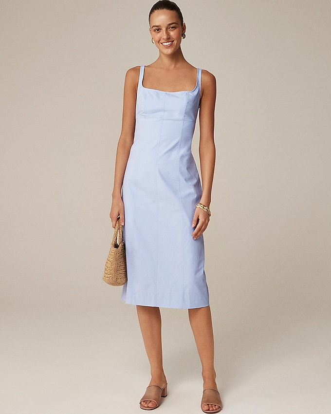 Squareneck Seamed Midi Dress
