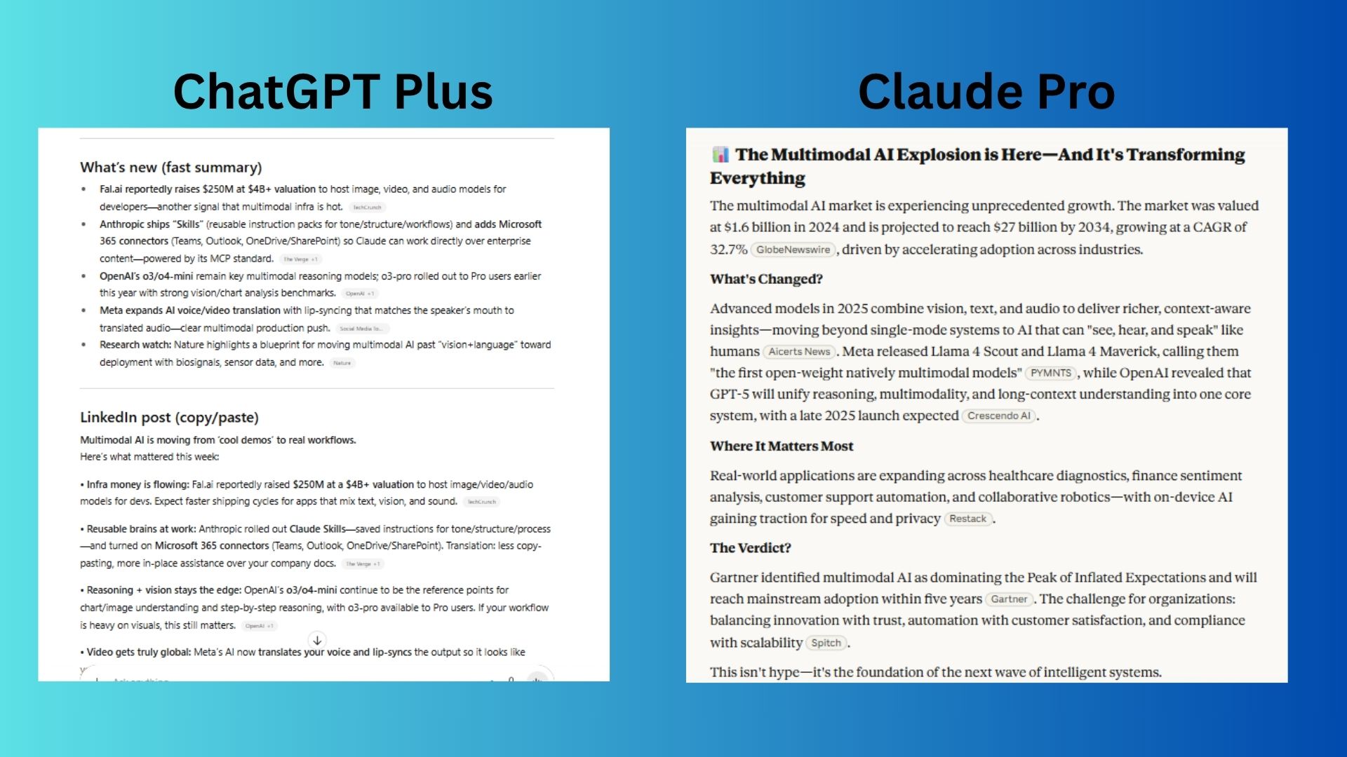 ChatGPT vs Claude Pro screenshot