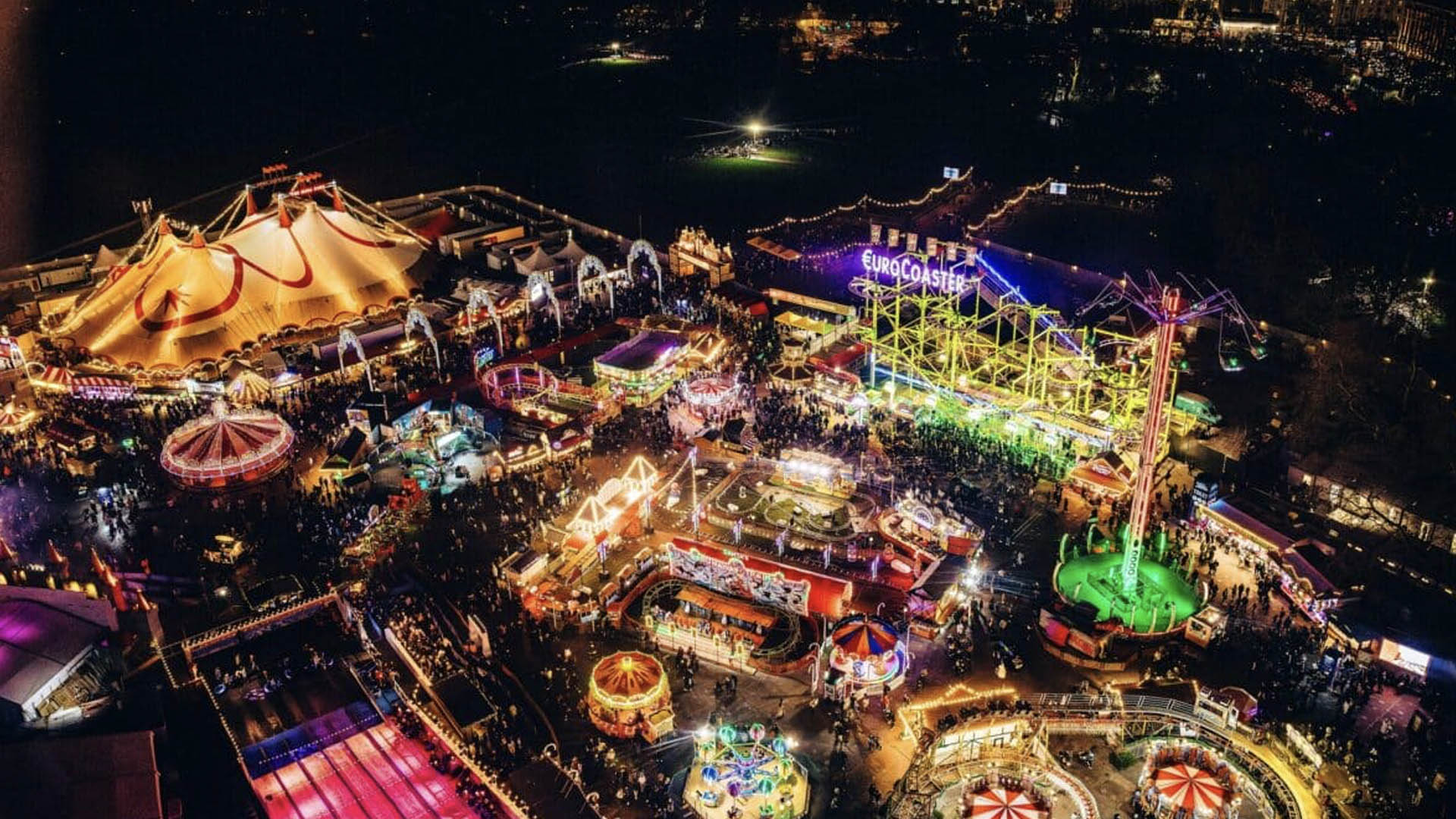 An aerial photo of Winter Wonderland.