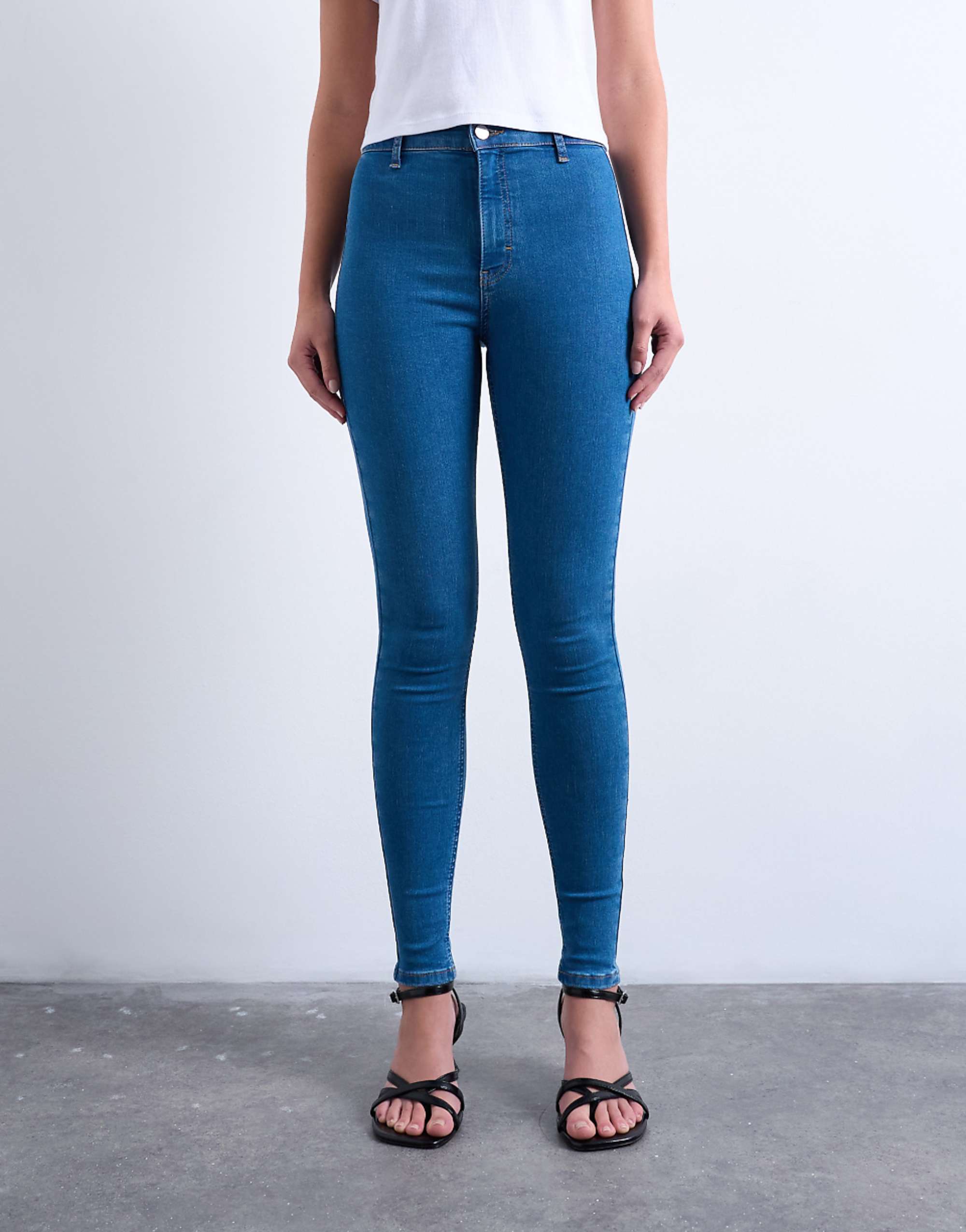 Topshop Joni High Rise Super Skinny Jean in Mid Blue