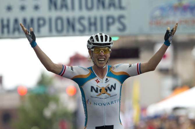 Alison Powers (NOW and Novartis) wins the 2013 US women's criterium championship, contested in High Point, North Carolina.