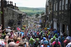 The Tour de France peloton in Yorkshire in 2014