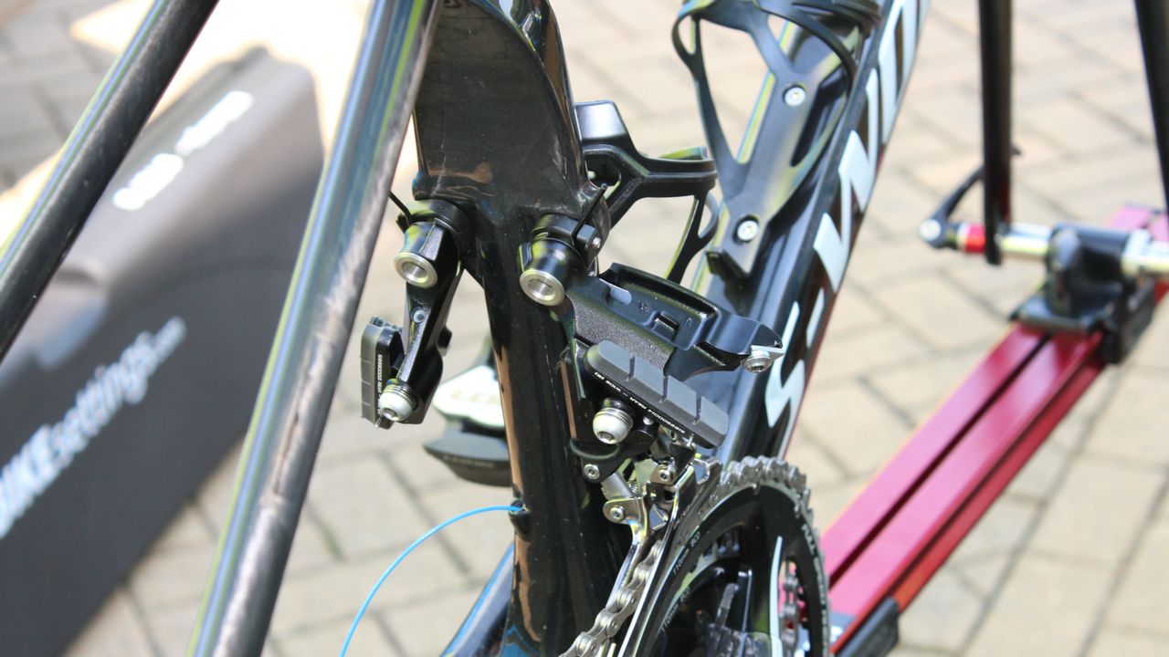 The integrated front and rear brakes pose a bit of a learning curve for Specialized-sponsored teams' mechanics