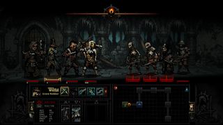 A party in Darkest Dungeon do battle in the Crypts